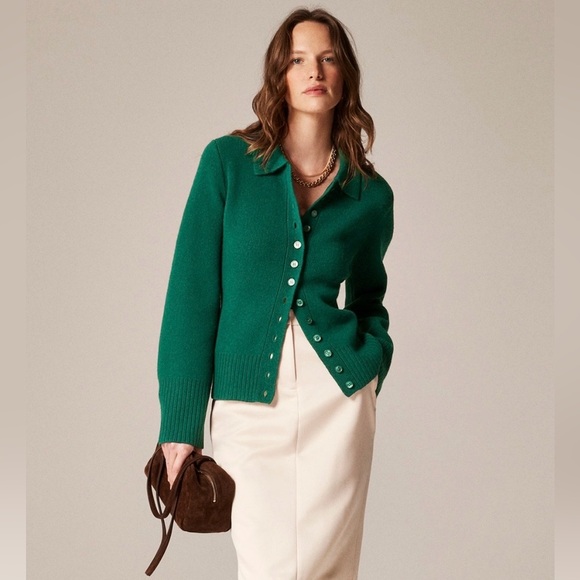 J. Crew Milano-stitch cinched-waist cardigan style cm715 sz L - Picture 2 of 6